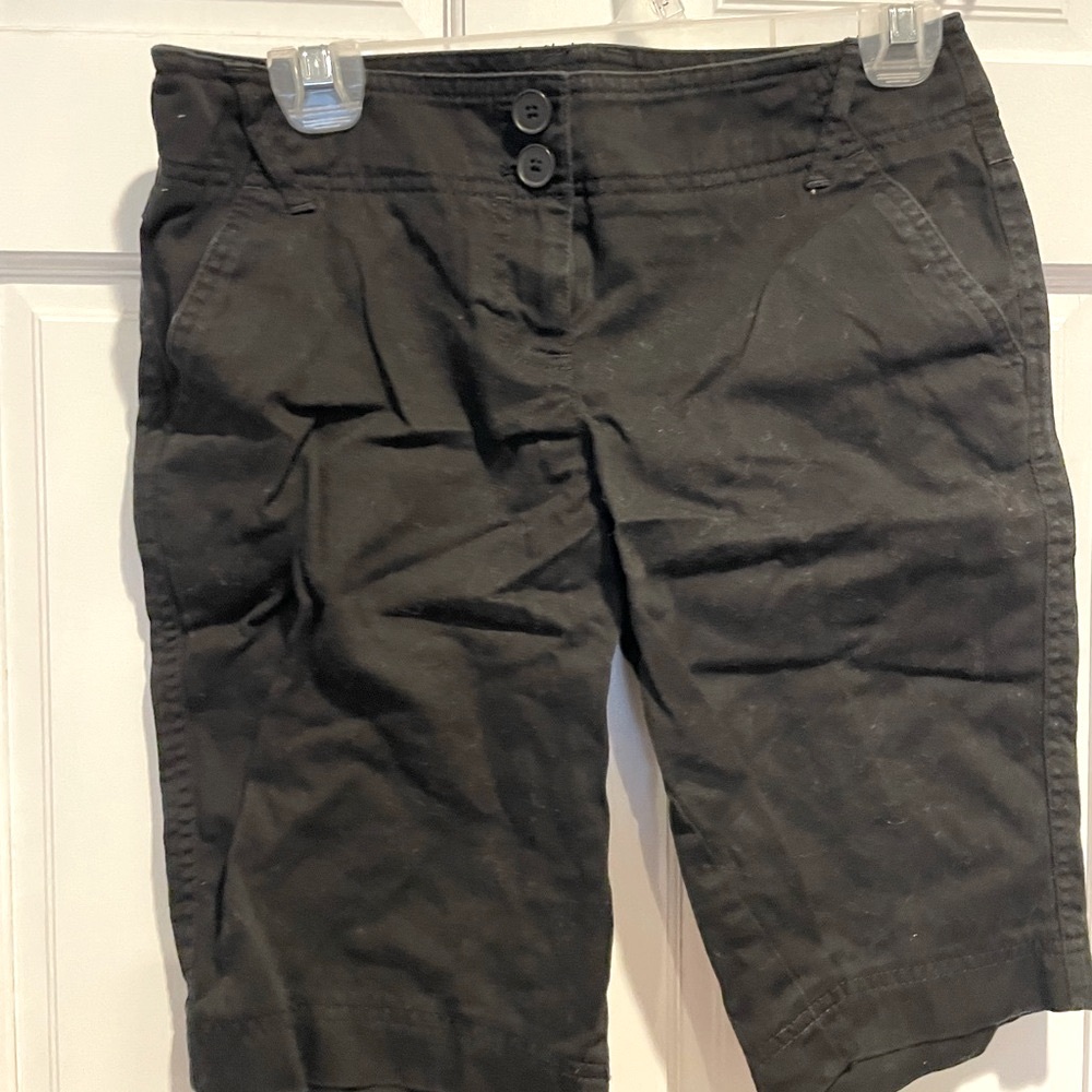 LOFT Black 9” Shorts Tailored Cotton Blend